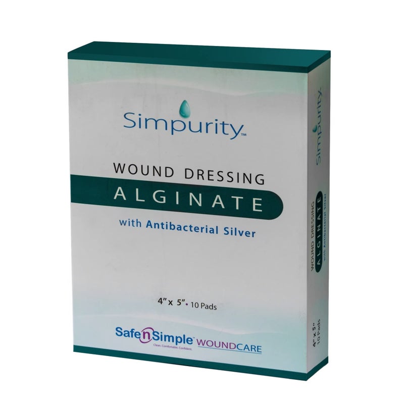 Silver Calcium Alginate Wound Dressing Simpurity 4x 5 Individual Thick Pads Silver Dressing for Wound Care NonStick Sterile Calcium Alginate Pads Safe n Simple Wound Care Products